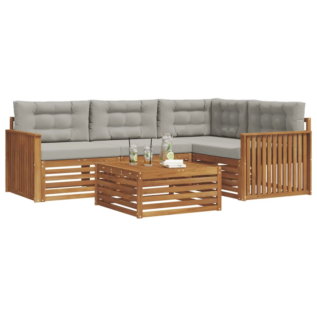 Set di divani da esterno 5 pcs Grigio Naturale e Chiaro 3373416