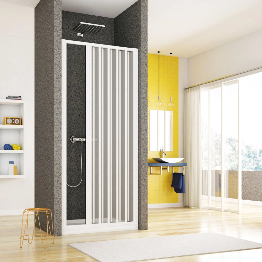 Porta doccia a soffietto, ingresso laterale pvc bianco h185cm Platra Takira Bianco,80 cm