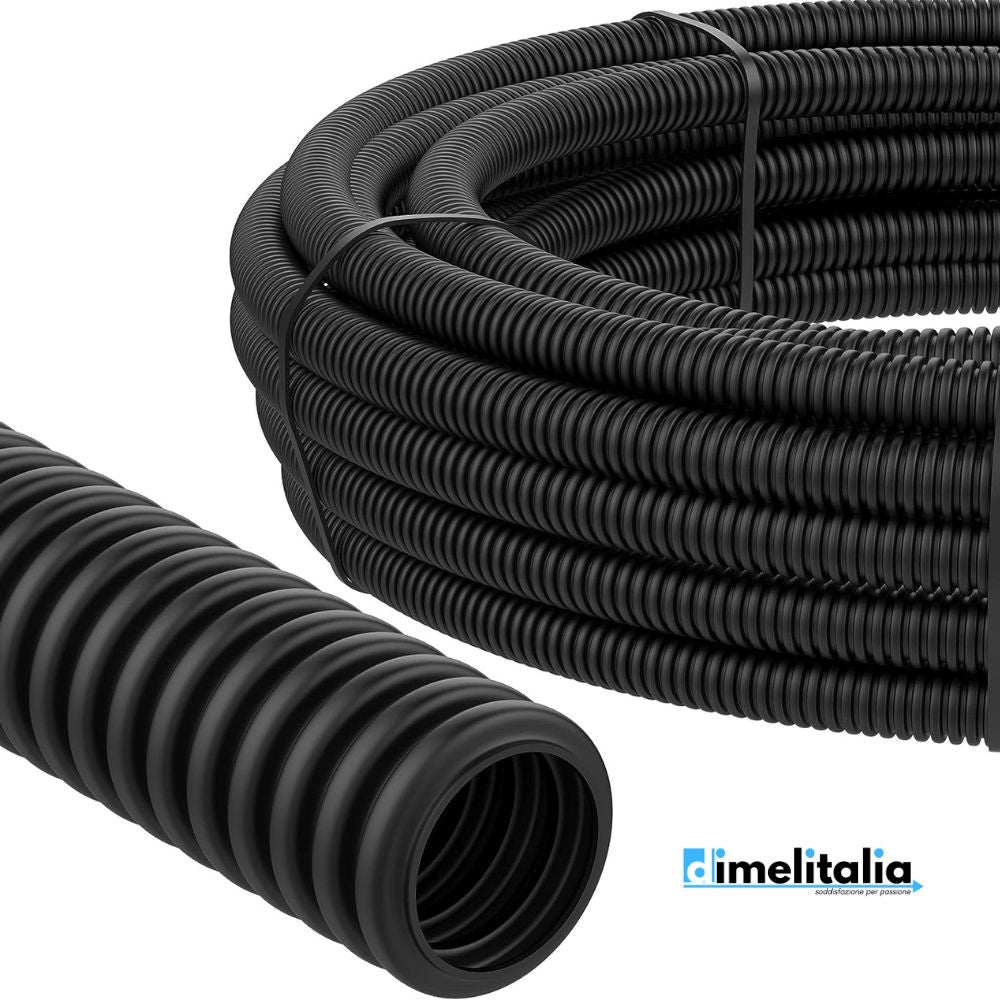 Tubo corrugato guaina cavi elettrici pieghevole pvc autoestinguente nero *** diametro 32 millimetri, lunghezza metri ...