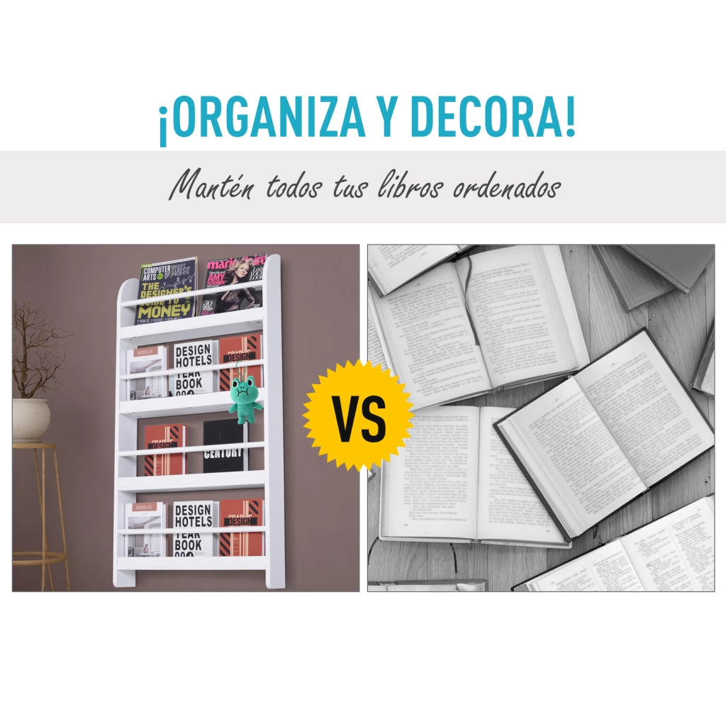 Libreria a Muro 4 Ripiani ¨C Xylo ¨C Bianco 59x12x113cm