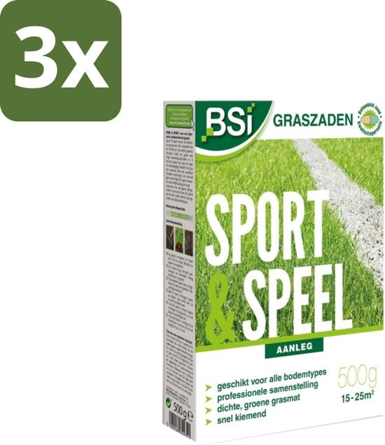 Grass Seed - Sport e Gioco - Erba Forte e Resistente - 500 g - Confezione in Bulk - 3 pezzi