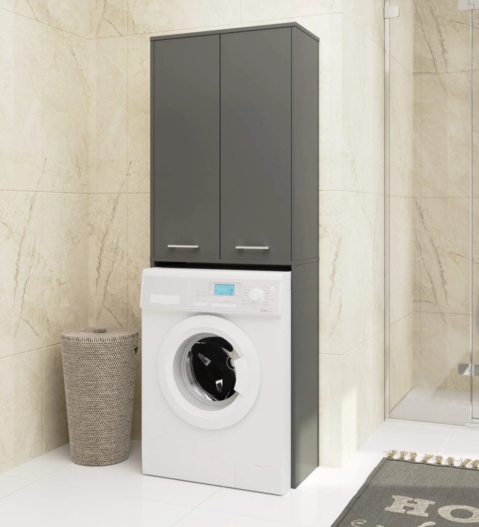 Colonna da bagno AKORD FIN per incasso di una lavatrice Grigia Grafite 64 cm 2 ante 64x30x180 cm