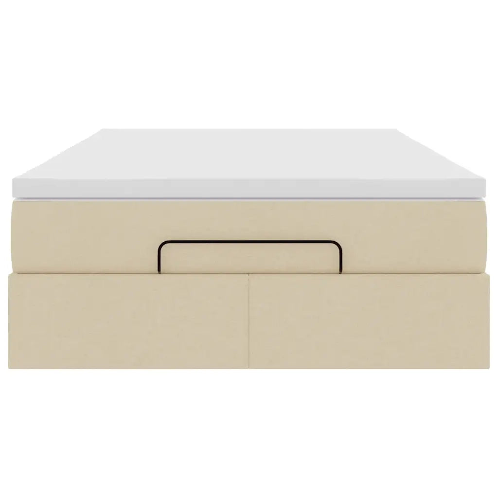 Struttura Letto Pouf con Materasso Crema 120x200 cm in Tessuto 3311104
