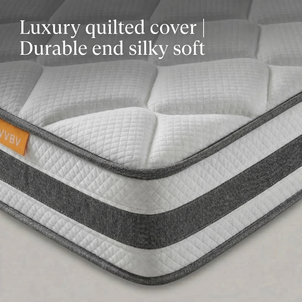 Materasso a molle insacchettate con strati in schiuma e rivestimento traspirante in poliestere bianco altezza 25 cm