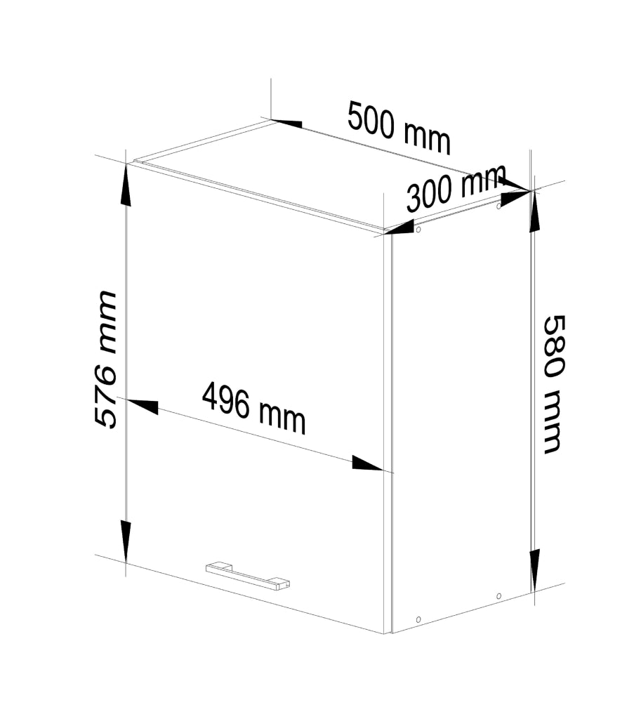 Mobile da cucina pensile sistema AKORD OLIWIA Bianco 50 cm 1 anta inserto frontale Cemento 50x30x58 cm