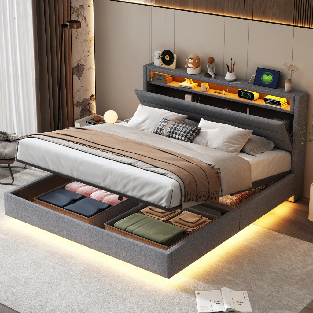 letto imbottito lino grigio 160 x 200 cm