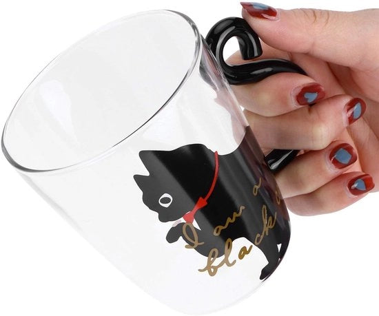 Tazza da Caffè in Vetro da 300 ml - Disegno di Gatto - Accessorio per la Tavola da Regalo per gli Amanti dei Gatti