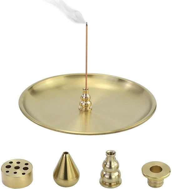 Supporto 4-in-1 per Stuzzicadenti in Ottone/Acero Inossidabile - 9 Fori - Bruciatore di Incenso - Meditazione - Design Sostenibile - Supporto per Incenso