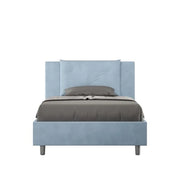 Letto una piazza e mezza senza rete imbottito 120x210 microfibra azzurro Appia