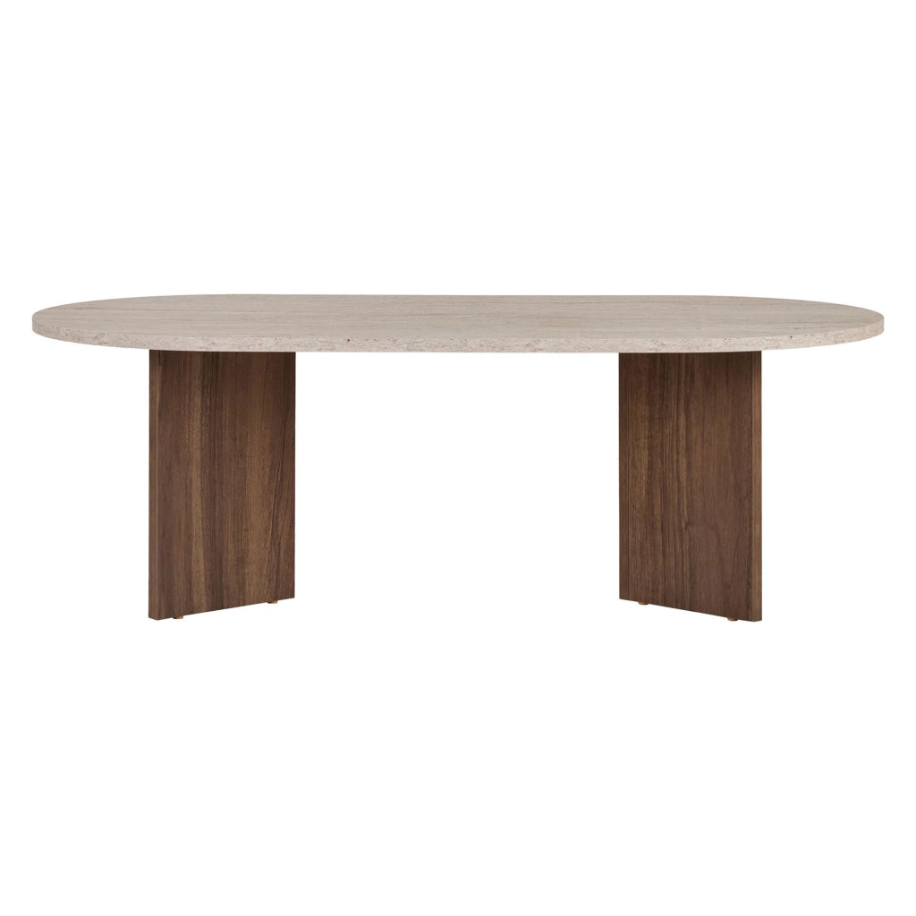 Elain, Tavolino da Salotto Forma Ovale, 119x60x40h cm Marrone Noce