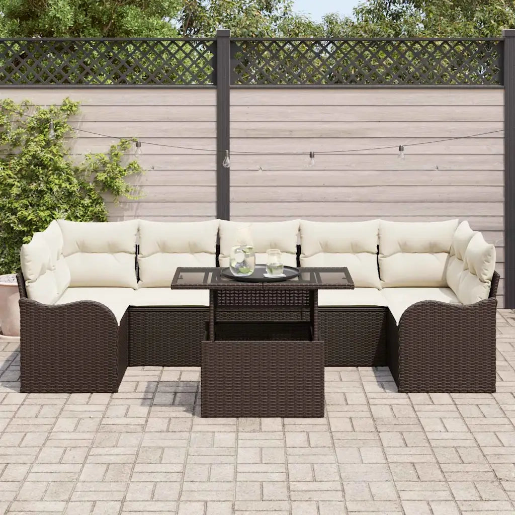 Set Divano da Giardino 8 pcs Marrone Rattan in Polipropilene 3357151