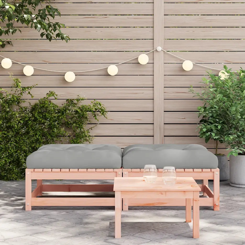 Poggiapiedi Giardino con Cuscini 2 pz Legno Massello di Douglas 838107