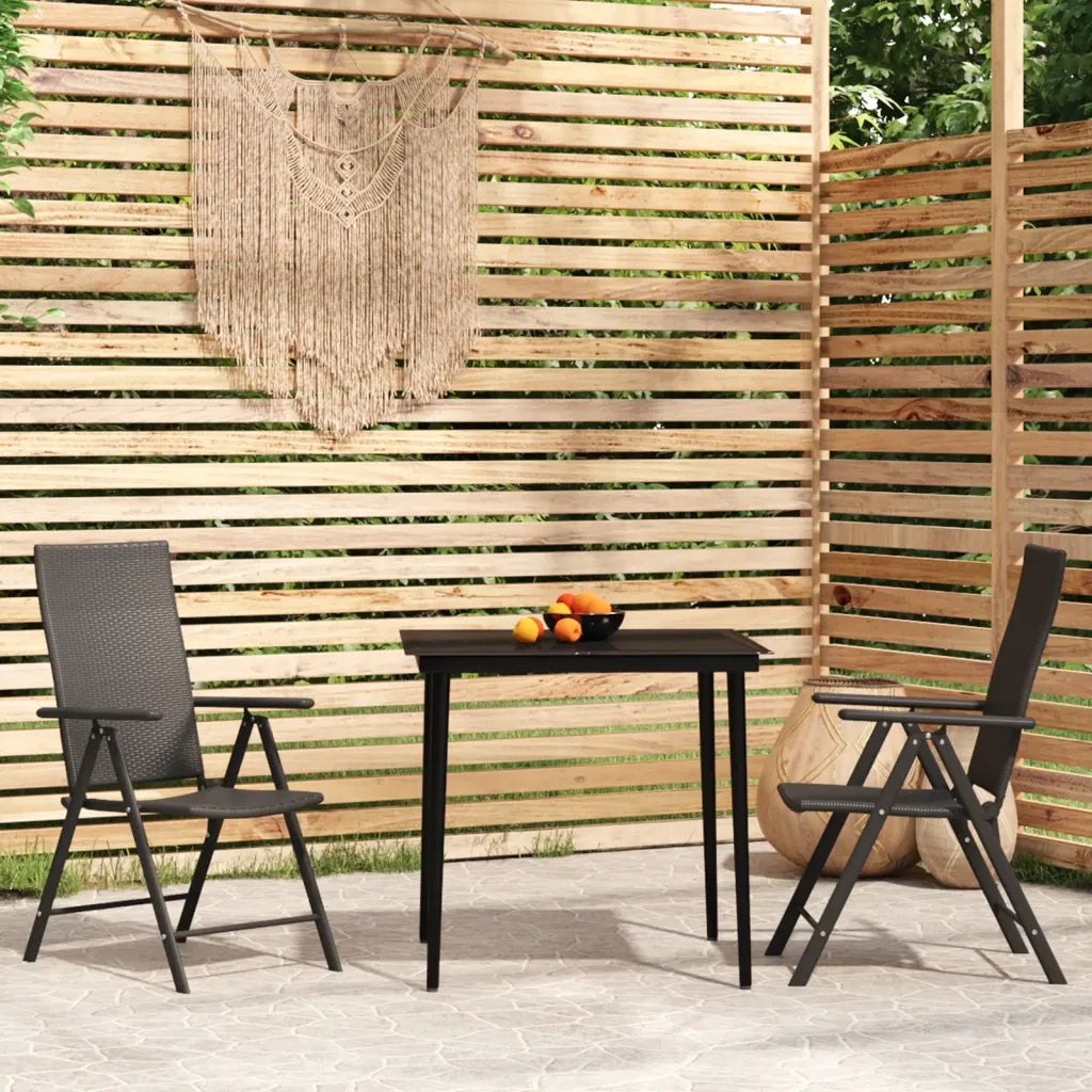 Set Mobili da Pranzo per Giardino 3 pz Nero 3099107