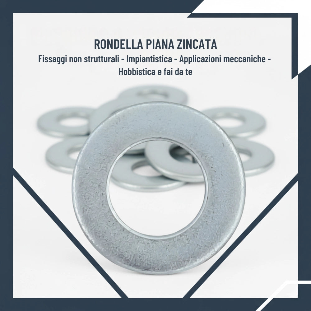 Rondella piana zincata bianca Ø 8 mm pezzi 25