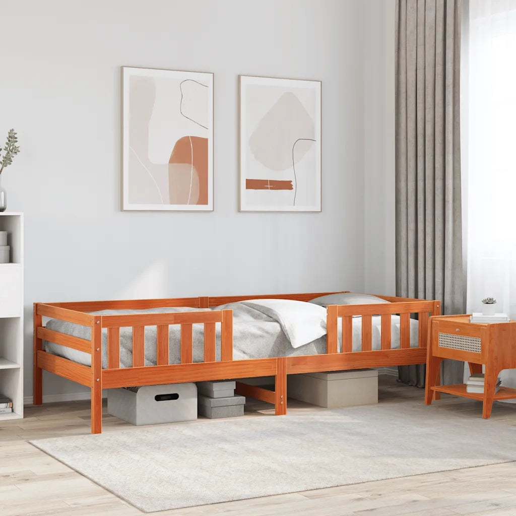 Letto senza Materasso-Struttura Letto Marrone Cera 90x200 cm Legno di Pino 602153