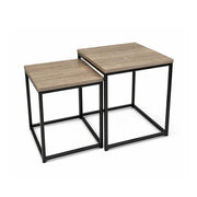 2 TAVOLINI METALLO MELANINA E MDF DIMENSIONI 35X35X45H CM E 40X40X50H CM - COLORE ROVERE