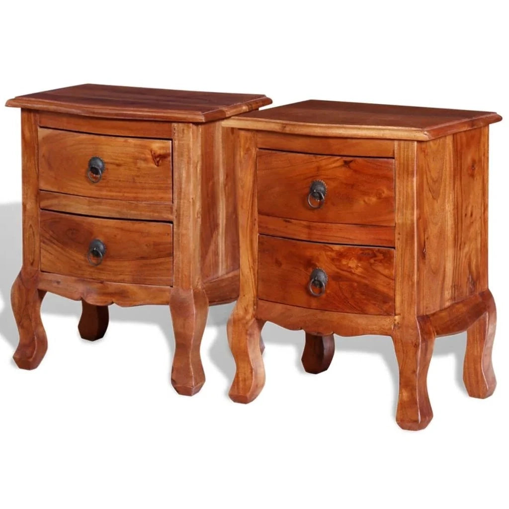 Comodino Comodino Comò Armadio Camera da letto Mobili con cassetti 2 pz Legno massello di acacia 1402018