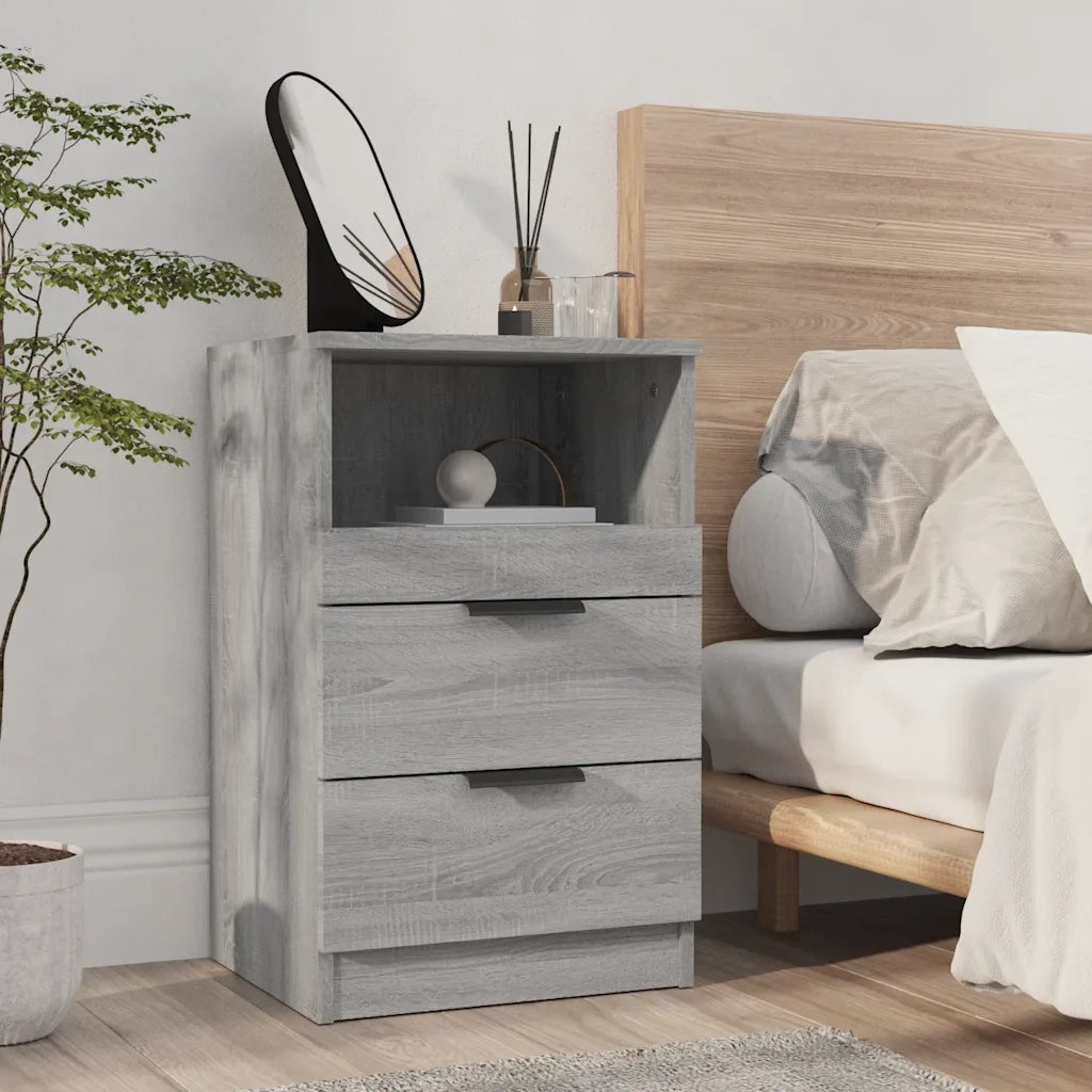 Comodini 2 pz-Set di 2 Tavolino da notte Grigio Sonoma in Legno Multistrato 721354