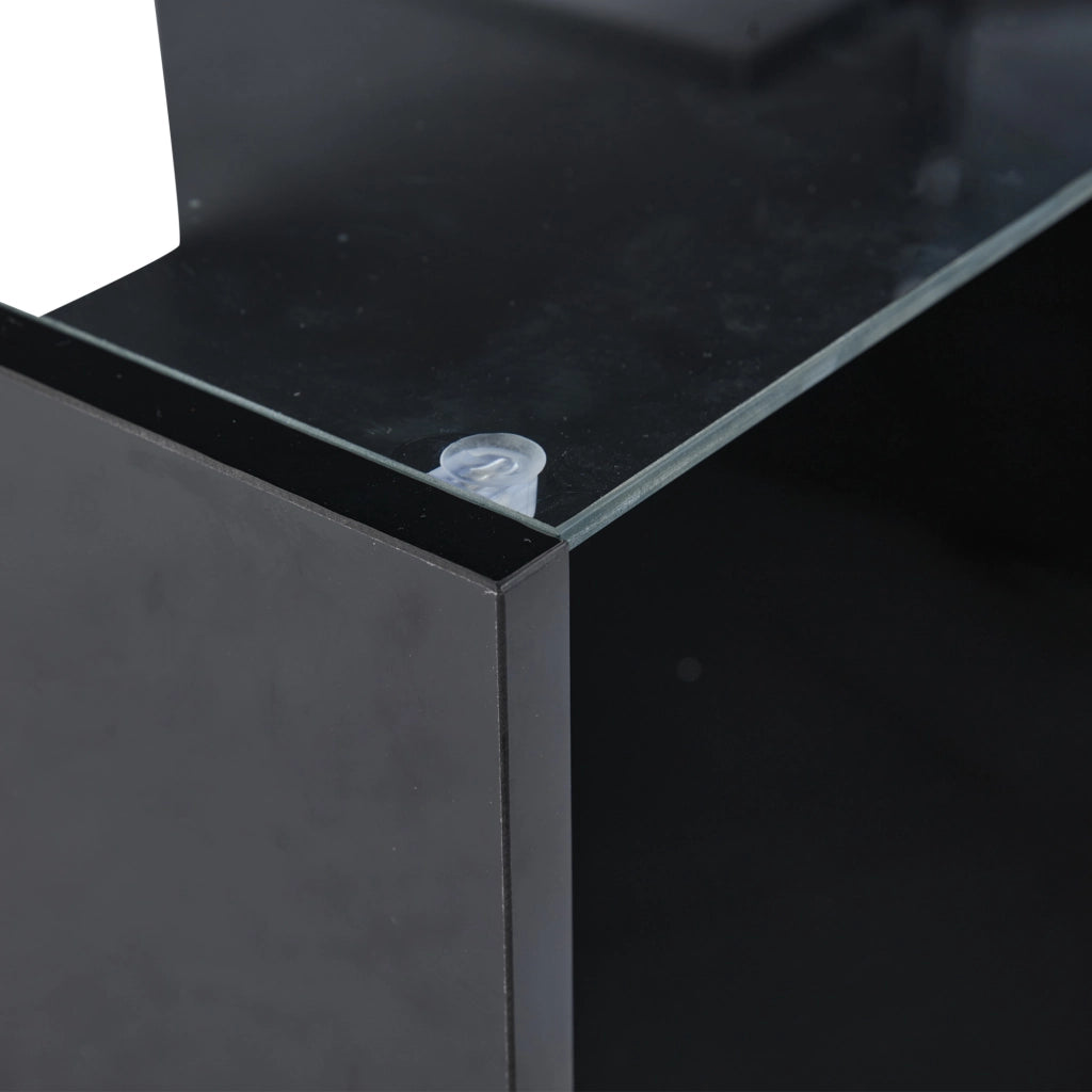 Tavolino da salotto sollevabile con LED APP; piano lucido nero; 100 x 50 x 33 cm in pannello truciolare