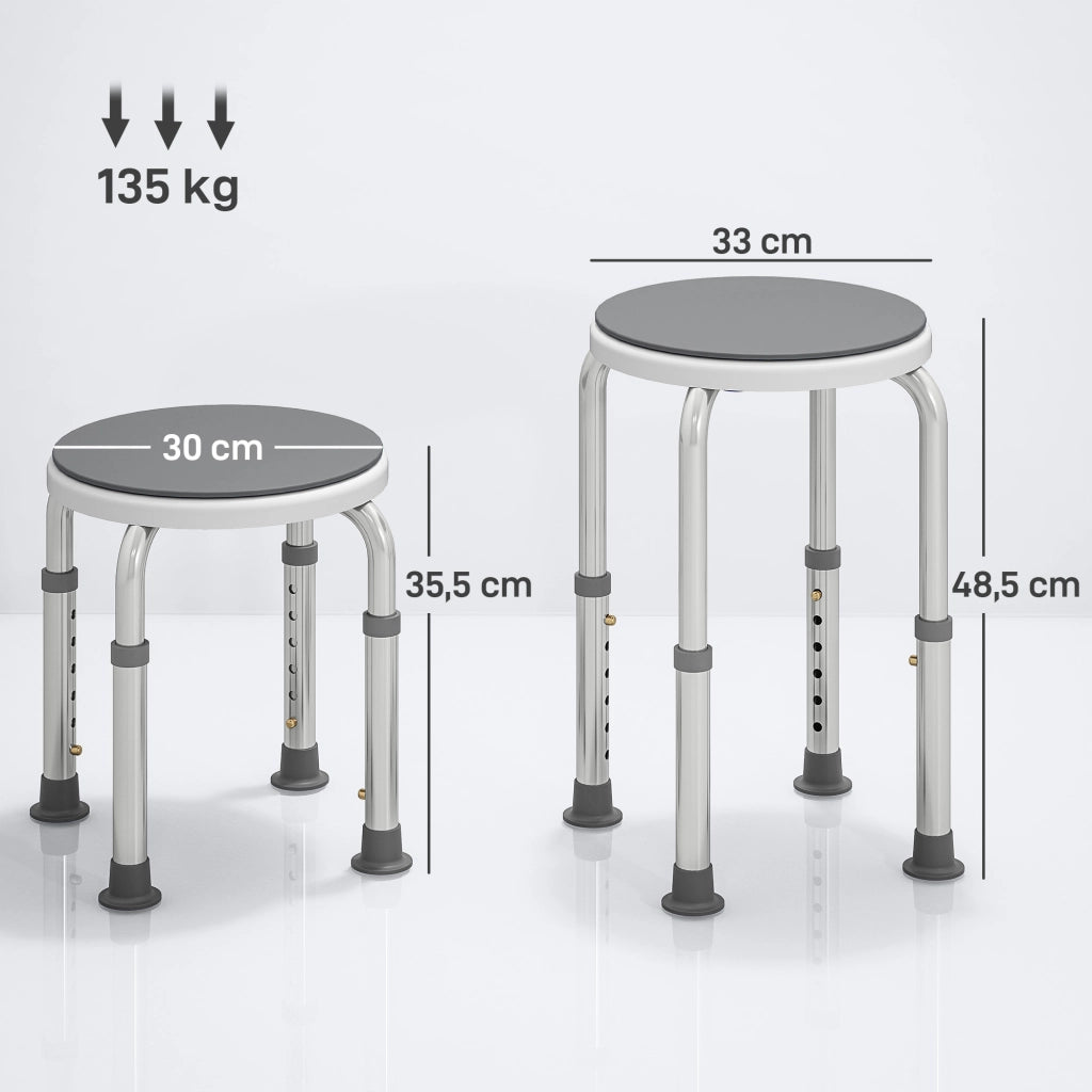 Sgabello doccia girevole 360¡ã ¨C Xylo ¨C alluminio antiscivolo regolabile