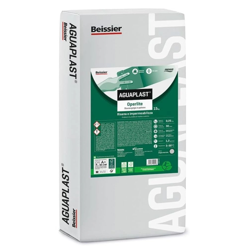 Aguaplast operlite stucco impermeabile risanante in polvere *** formato 15 kg, confezione 1