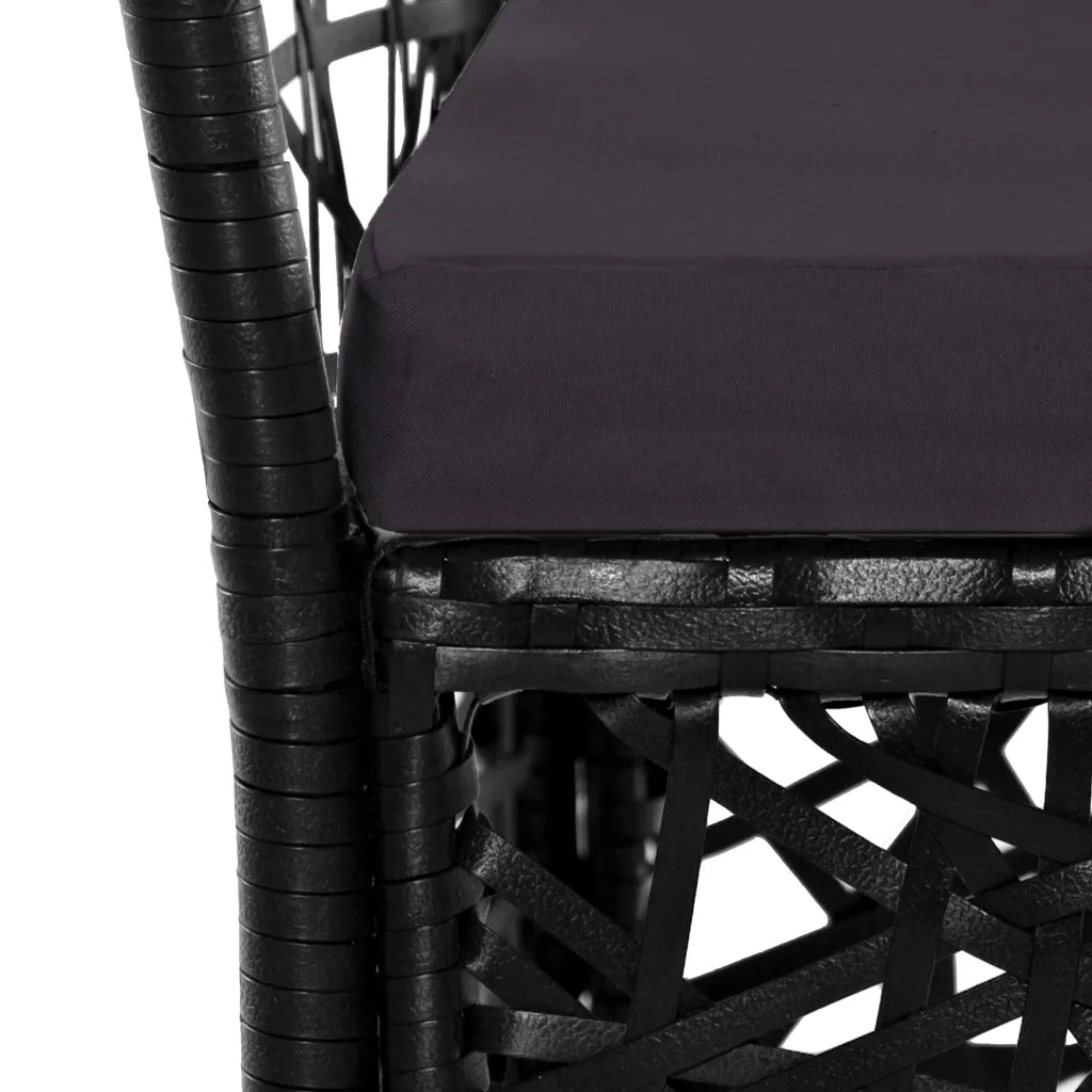Set da Pranzo da Giardino 5 pz in Polyrattan Nero 44088