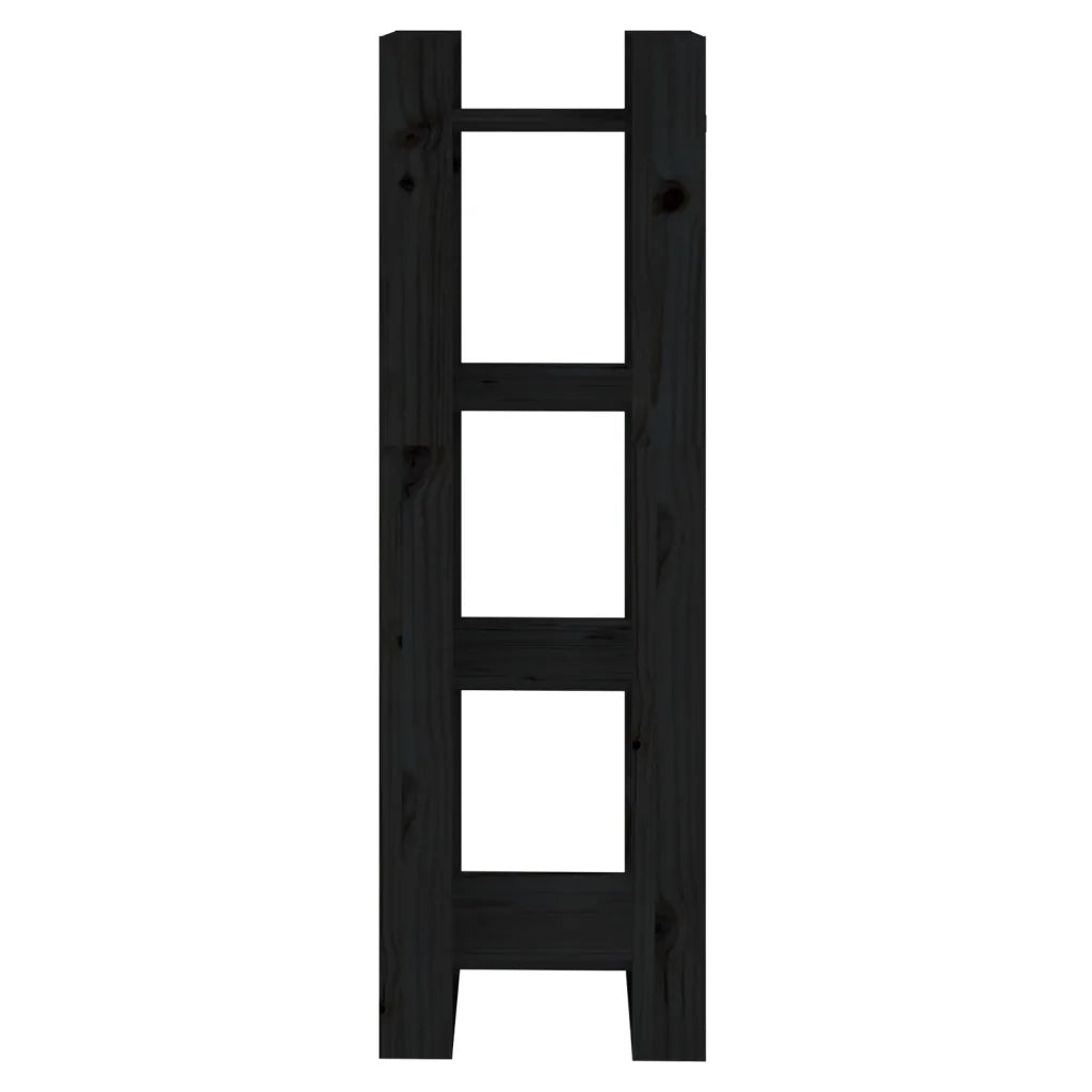 Libreria/Divisorio Nero 41x35x125 cm in Legno Massello di Pino 813868