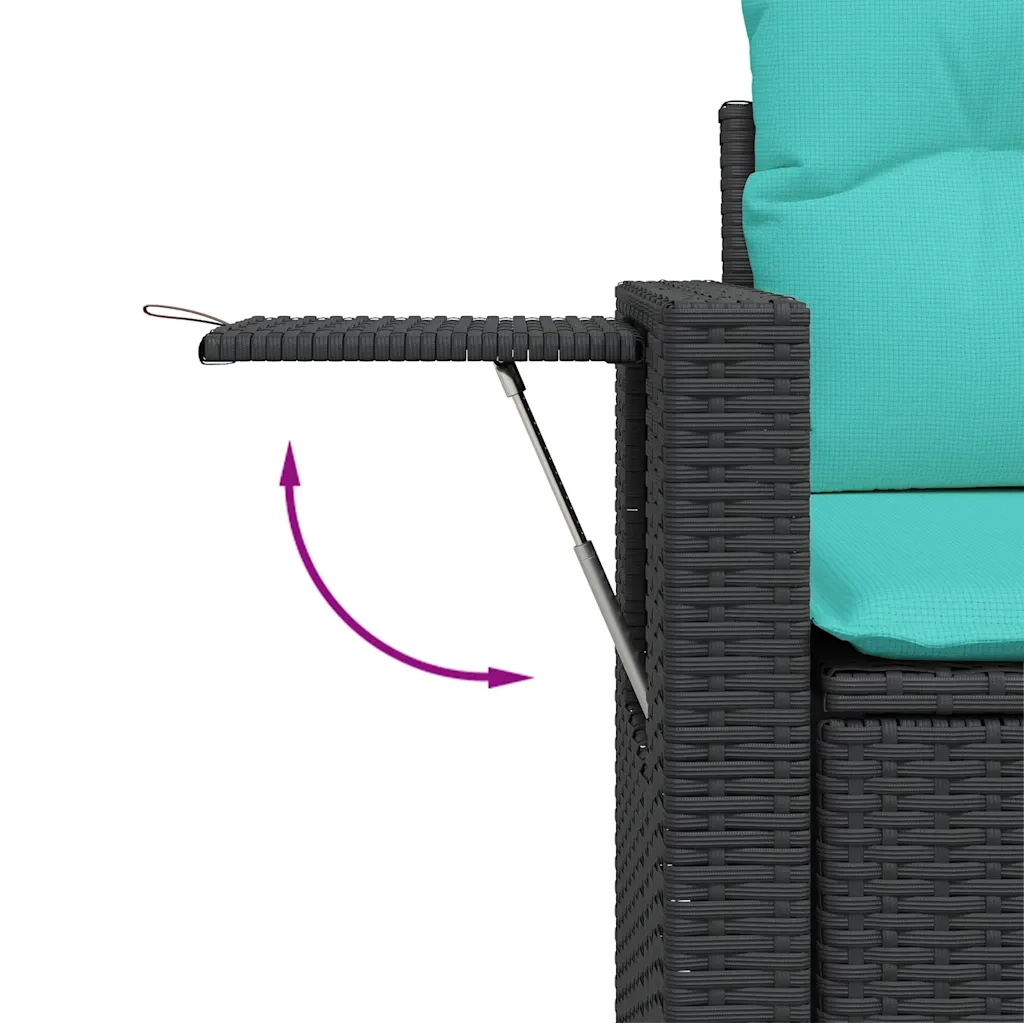 Set Divani da Giardino 11 pz con Cuscini Nero in Polyrattan 3224783