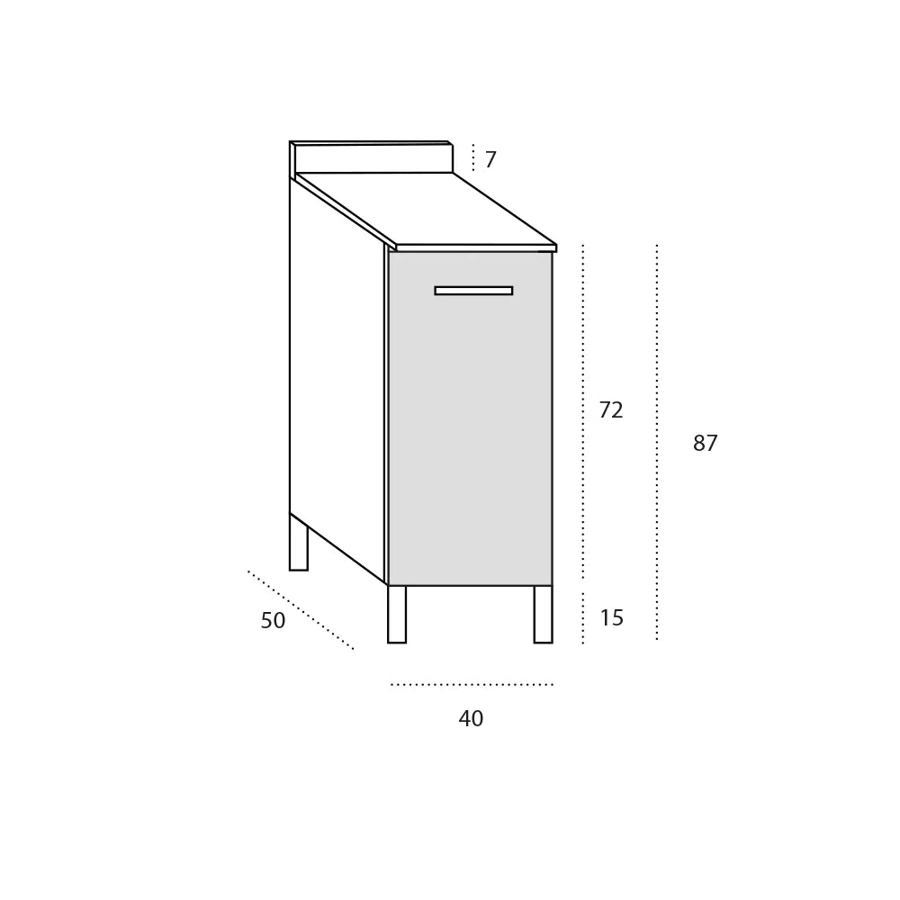 Base per cucina componibile da 40 cm con 1 anta linea MAKA, realizzata in legno 100% MADE IN ITALY, colore Noce, Apertura SX