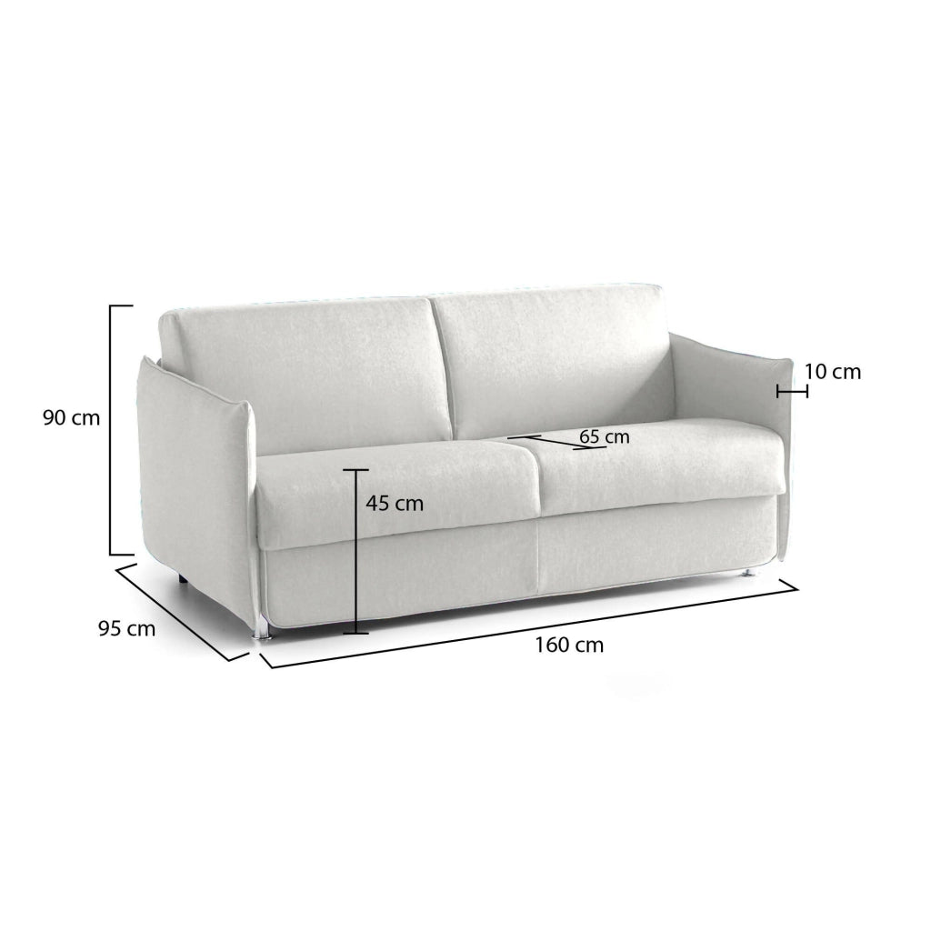 Monleale, Divano Fisso 2 Posti Sfoderabile Made in Italy, 160x95x90h cm Grigio Chiaro