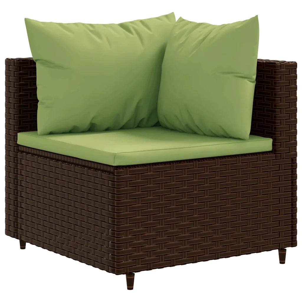 Set Divani da Giardino 7 pz con Cuscini in Polyrattan Marrone