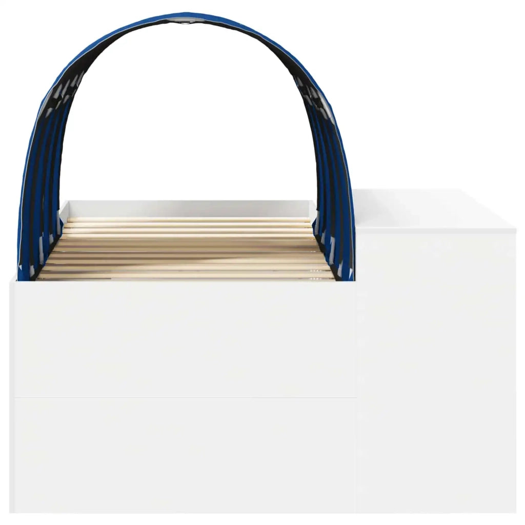 Letto alto per Bambini | Letto Infantile | Lettino con scrivania Bianco e Blu