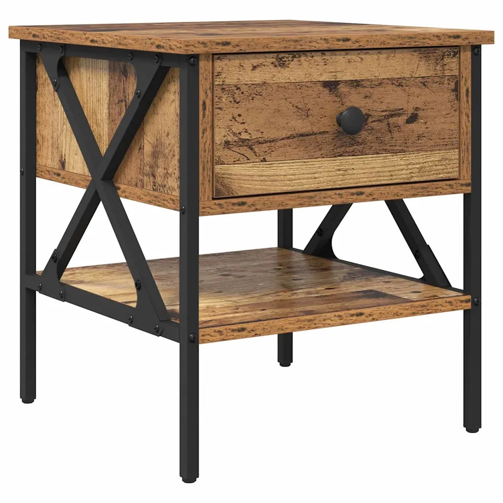 Comodino con cassetto 2 pcs Legno vecchio 40 x 42 x 45 cm 871223