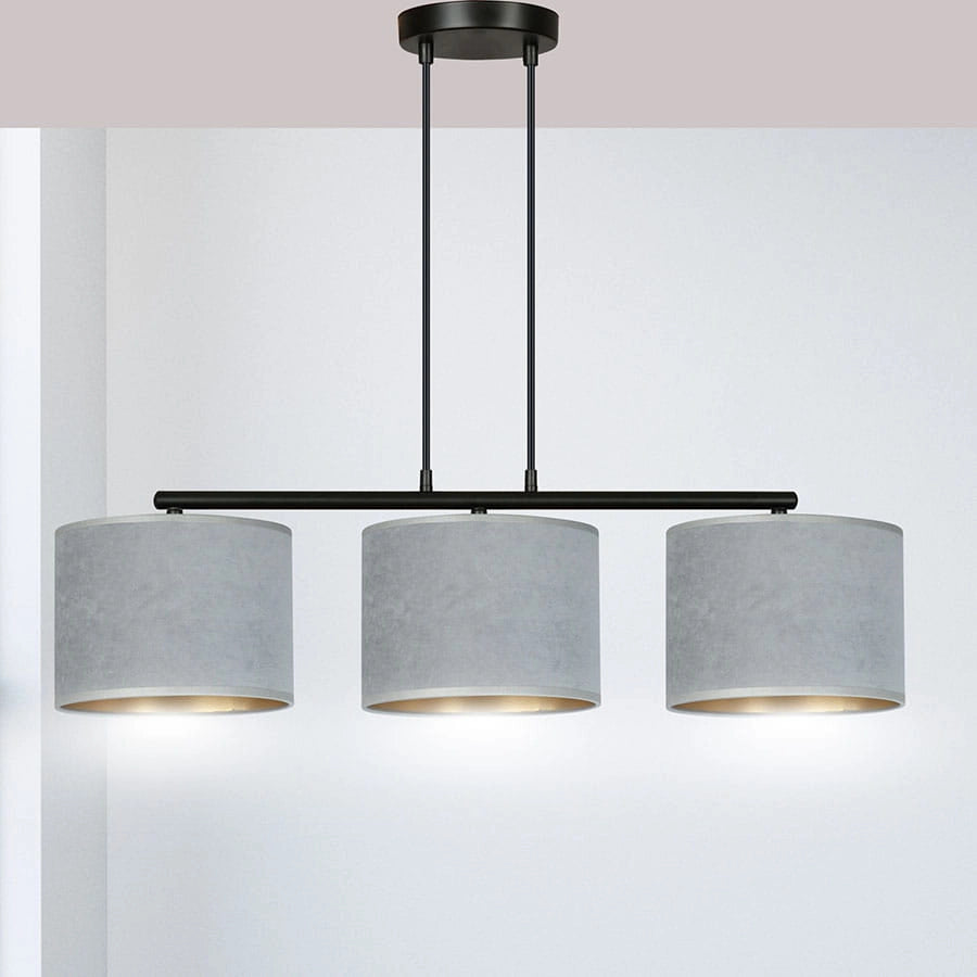 Emibig Hilde lampadario 3xE27 grigio oro nero dimmer