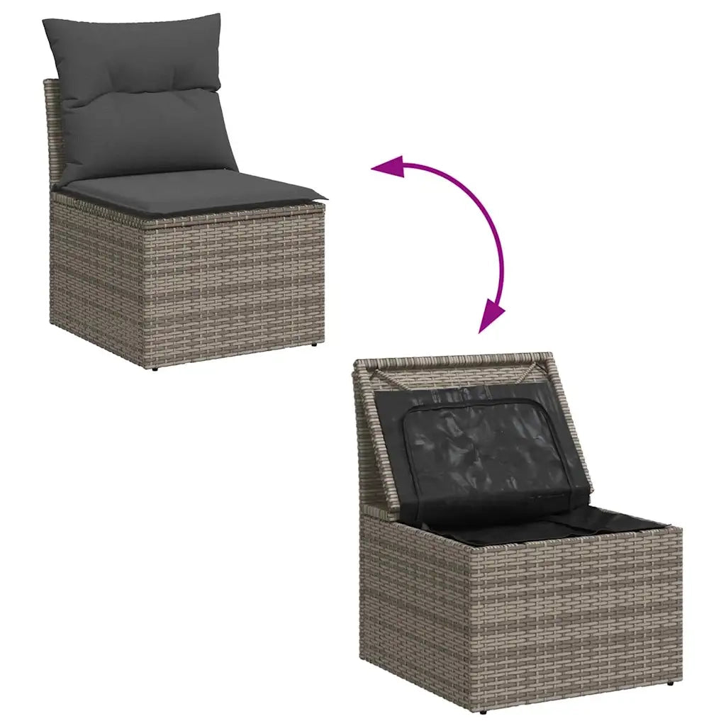 Set Divano da Giardino con cuscino 6 pcs Grigio Poly Rattan 3360250