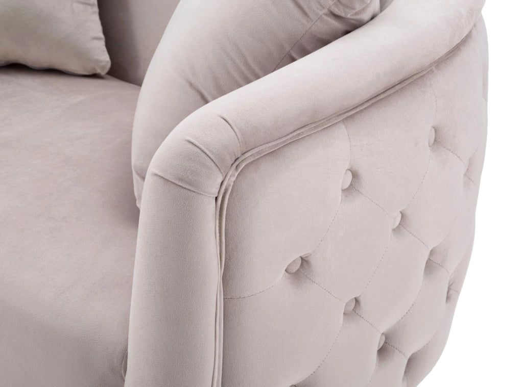 Divanetto Bucarest Grigio 127x74x73 cm Legno e Spugna e Tessuto e Metallo Grigio e Oro