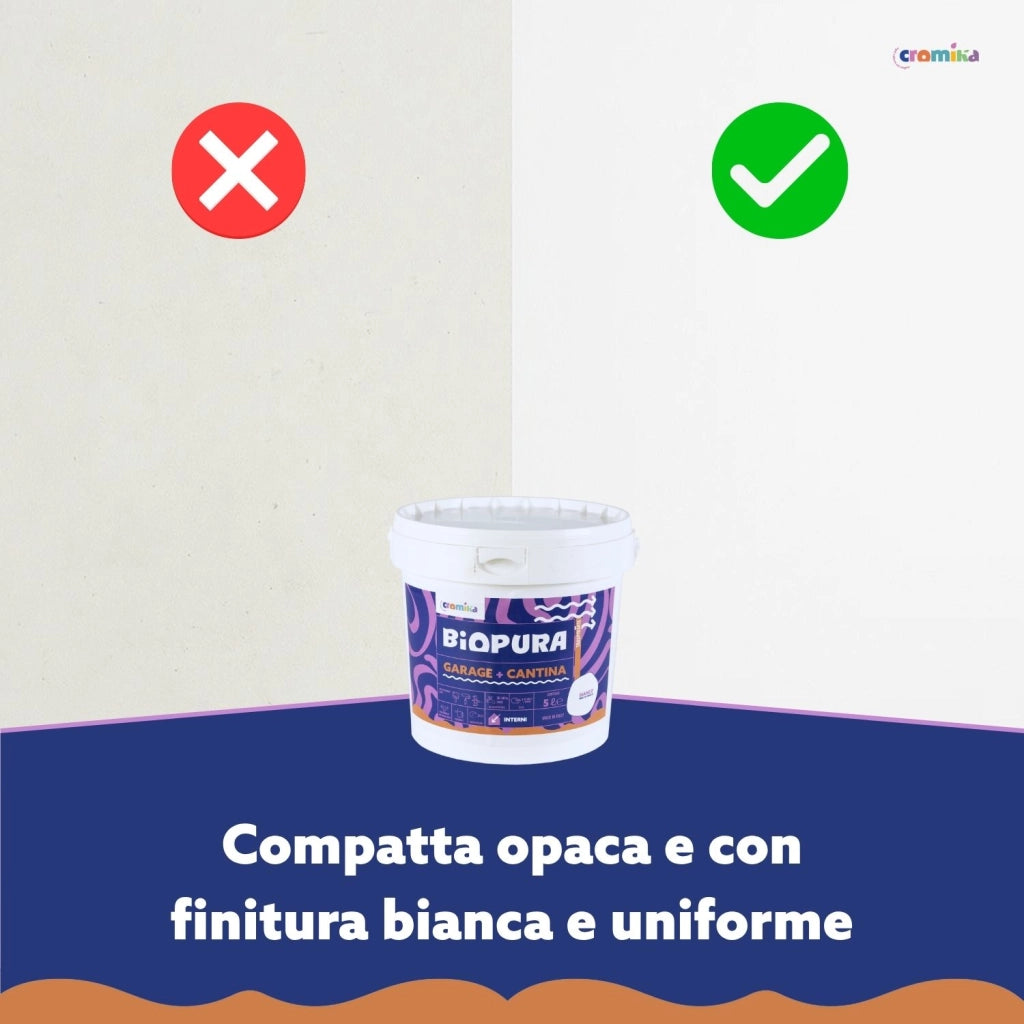 Pittura murale traspirante interni garage cantina linea biopura cromika *** formato 5 lt, confezione 1