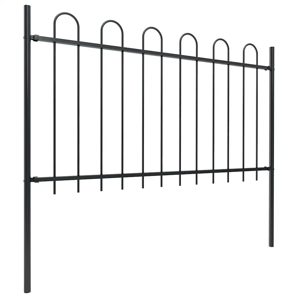Recinzione da Giardino con Parte Superiore ad Anello in Acciaio 1005x100 cm Nero 277661