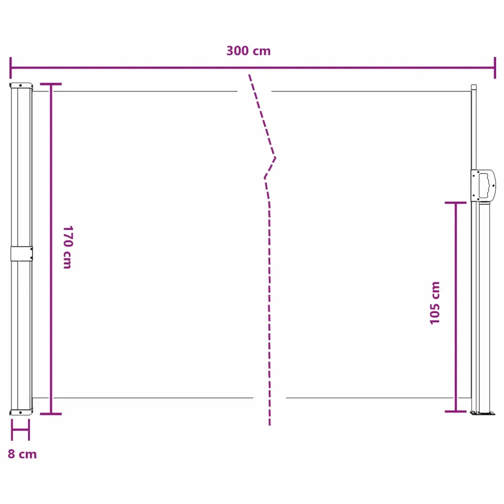 Tenda laterale retrattile-Tenda parasole per balcone Grigio 300 x 170 cm Poliestere
