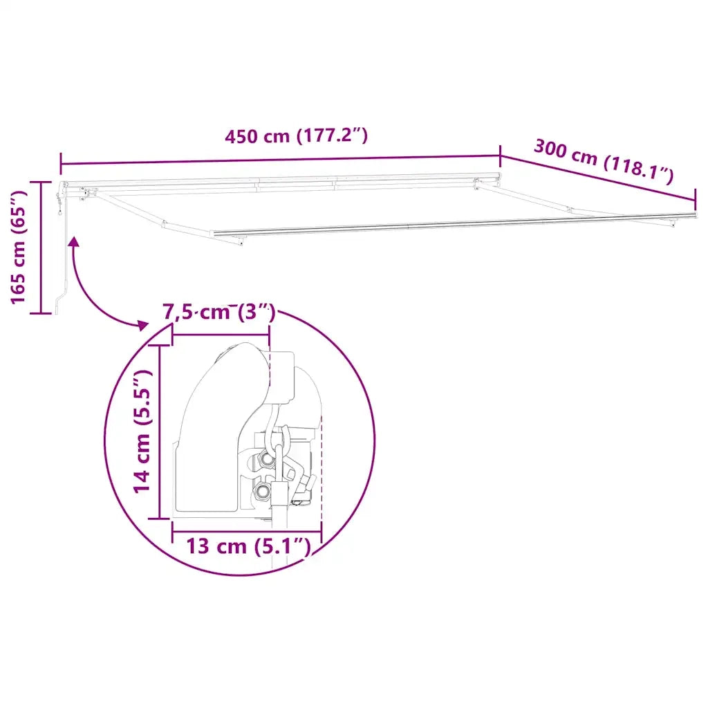 Struttura della tenda Bianco 450 × 300 cm Alluminio 313212