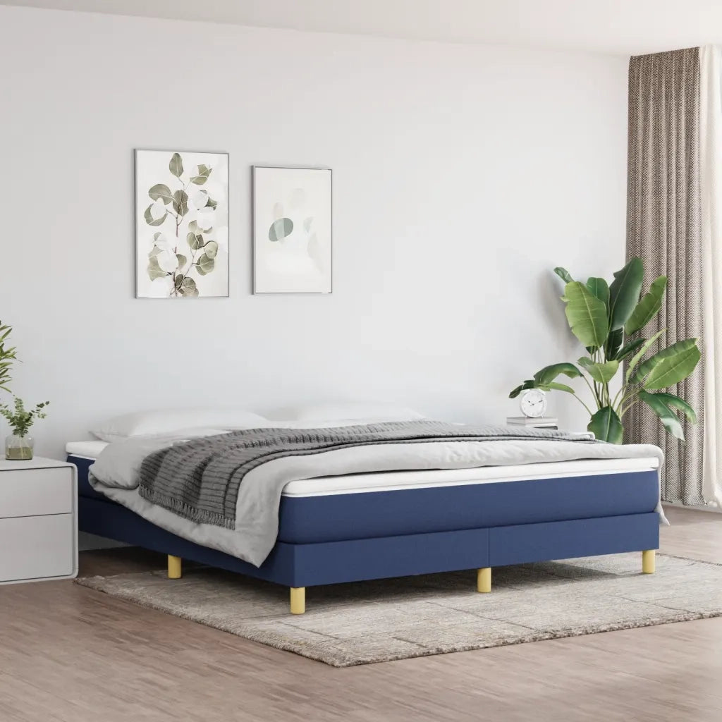 Struttura Letto a Rete a Molle-Giroletto Blu 160x200 cm in Tessuto 527090