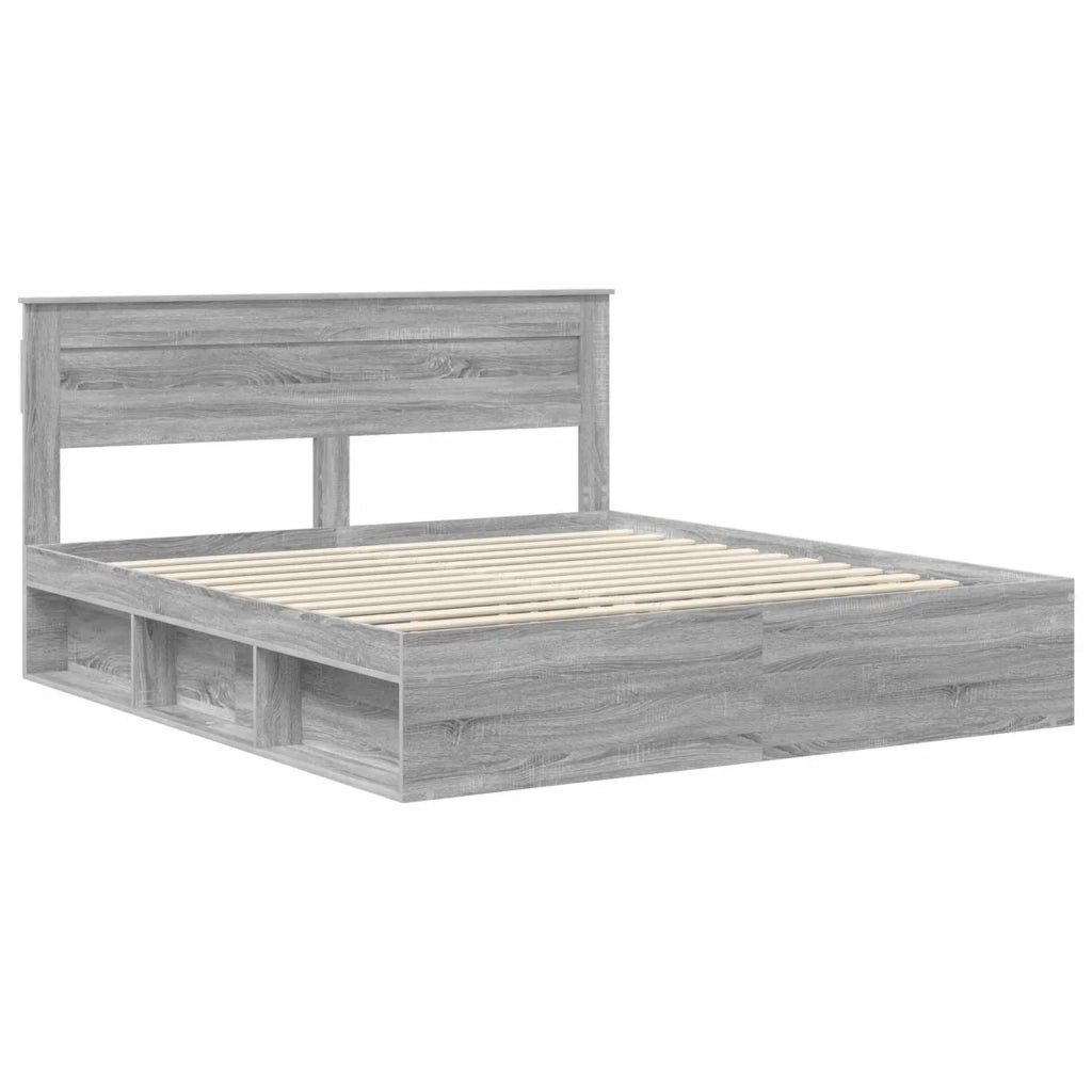 Struttura del letto Grigio Sonoma 200 x 200 cm Pino massello 3409724