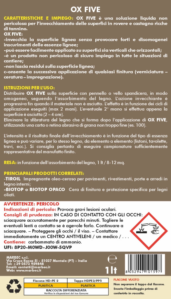 Invecchiante per rovere e castagno OX-FIVE   1LTx6Pz