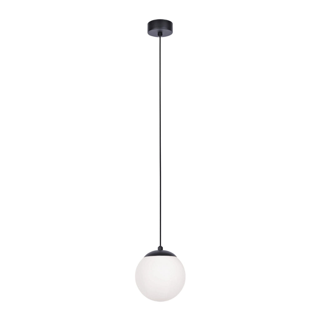 Lampada a sospensione Kaja Savoy nera vetro bianco E14