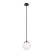 Lampada a sospensione Kaja Savoy nera vetro bianco E14