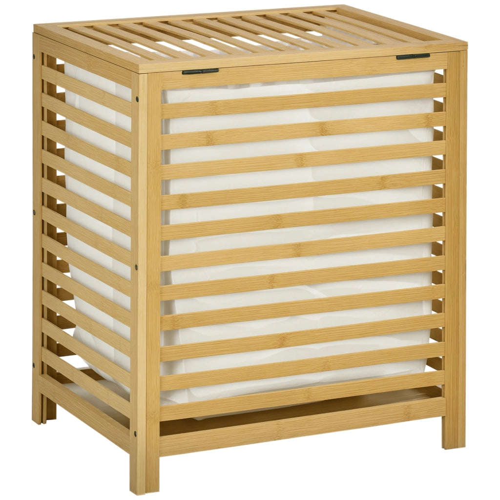 Cesto Portabiancheria Bamb¨´ ¨C Xylo ¨C 55L con 2 Manici e Sacca Rimovibile 50x36x60cm Naturale