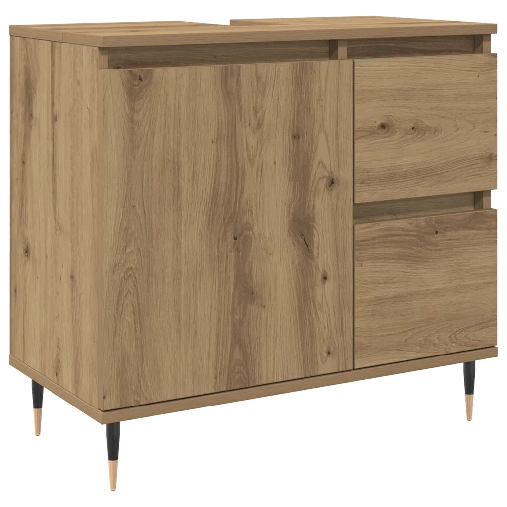 Armadietto da Bagno Rovere Artigianale 65x33x60cm in Truciolato 857224