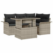 Set Divano da Giardino 5 pcs Grigio chiaro Poly Rattan