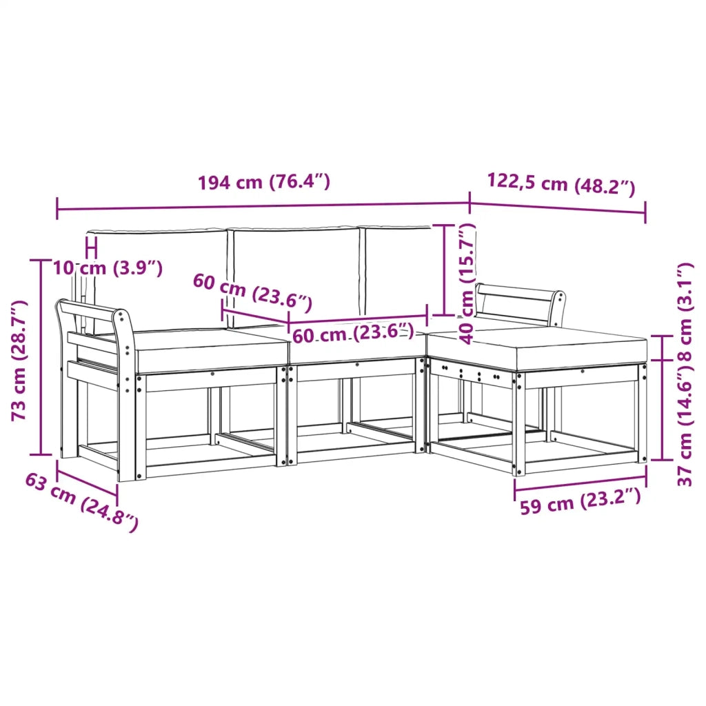 Set di divani da esterno 4 pcs 3387457