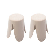 Set 2 sgabelli impilabili in bouclé, beige